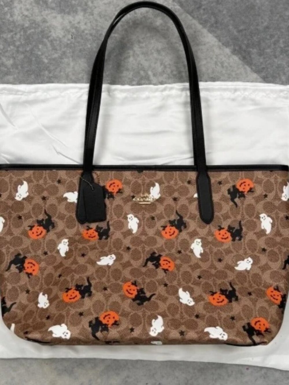 COACH City Tote In Signature Canvas With Halloween Print